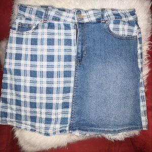 A mini plad skirt